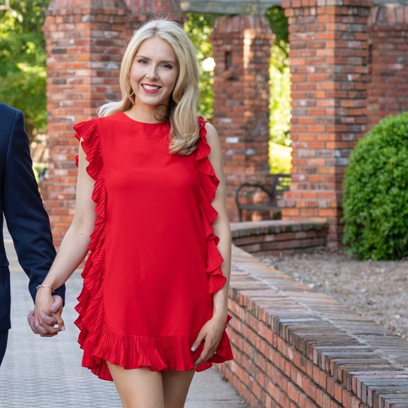 Red Ruffle Mini Dress - Picture 5 of 5